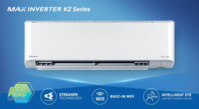 แอร์ติดผนัง DAIKIN MAX INVERTER KZ SERIES รุ่นใหม่ล่าสุดปี2023 น้ำยาR32 รับประกันอะไหล่ 1ปี คอมเพลสเซอร์ 5ปี ผ่อน 0% นาน 10 เดือน (รูดบัตร +3%)